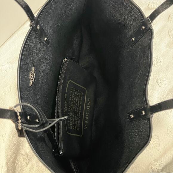 Coach Camo Large City Tote Bag Reversible Black Interior Pebble Leather Wristlet - Picture 8 of 9